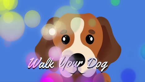 Animation-Des-Hundesymbols-über-Dem-Text-„Gehen-Sie-Mit-Ihrem-Hund-Spazieren“.