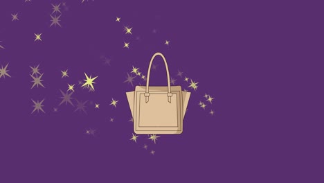 Animation-Des-Handtaschensymbols-Auf-Violettem-Hintergrund