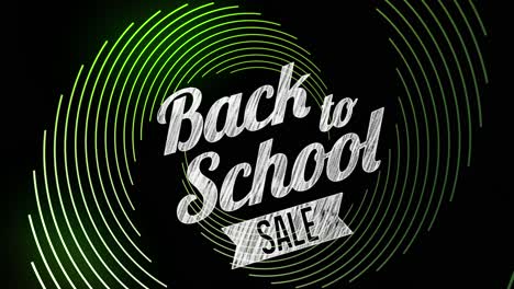 Animation-of-back-to-school-over-green-spiral-on-black-background