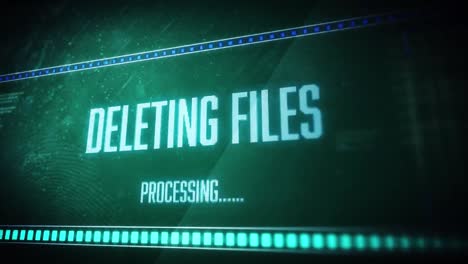 Animation-of-deleting-files-over-data-processing-on-green-background