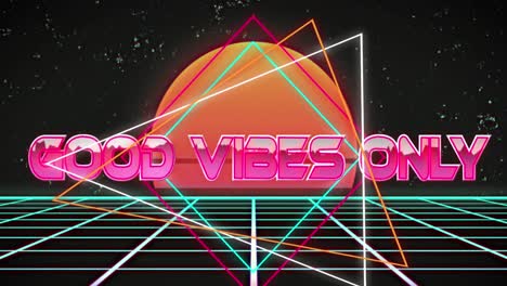 Animation-of-good-vibes-only-text-over-shapes