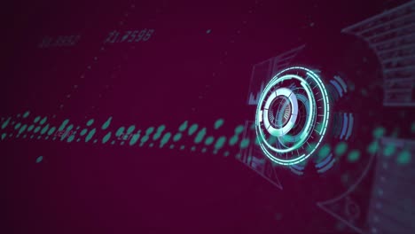 Animation-Des-Scope-Scannens-Und-Der-Datenverarbeitung-Auf-Violettem-Hintergrund