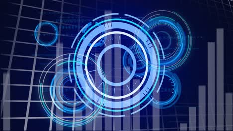 Animation-of-processing-circles-and-graph-on-navy-background