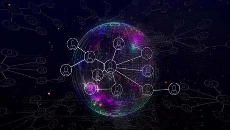 Animation-of-connections-and-globe-on-black-background