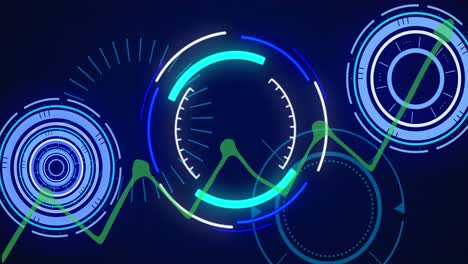 Animation-of-processing-circles-and-graph-on-navy-background