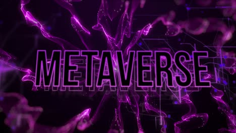 Animation-of-metaverse-text-over-spots-on-black-background