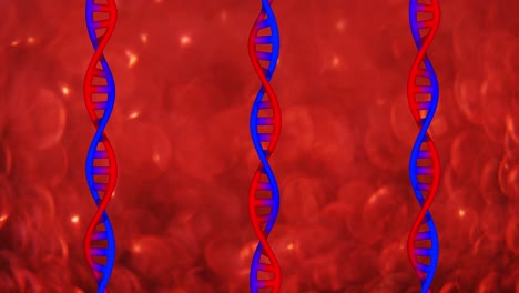 Animation-of-dna-strands-on-red-background
