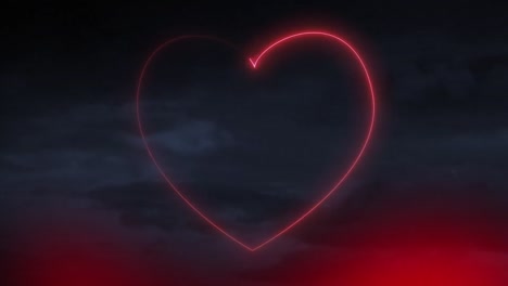 Animation-of-glowing-heart-shape-on-black-background