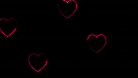 Animation-of-neon-hearts-over-black-background