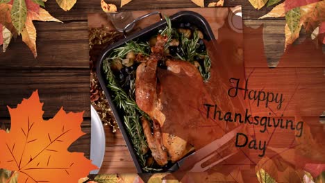 Animation-of-happy-thanksgiving-day-text-over-turkey