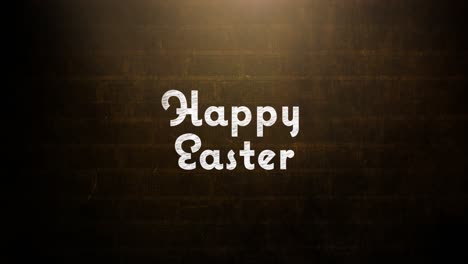 Animation-of-happy-easter-text-over-wall