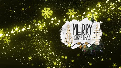 Animation-of-merry-christmas-and-snowflakes-on-black-background