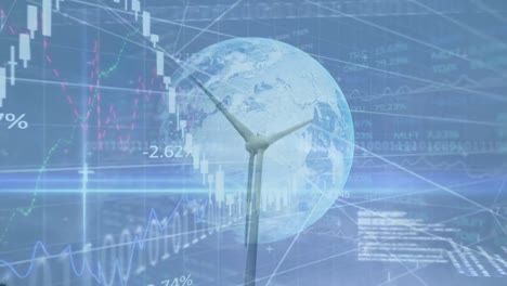 Animation-of-financial-data-and-globe-over-wind-turbine