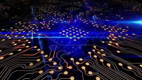 Digital-animation-of-microprocessor-connections-and-binary-coding-over-blue-light-trails