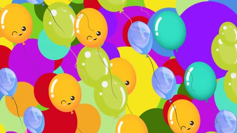 Animation-Von-Punkten-Und-Luftballons-Auf-Rosa-Hintergrund