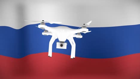 Animation-of-drone-flying-over-flag-of-russia