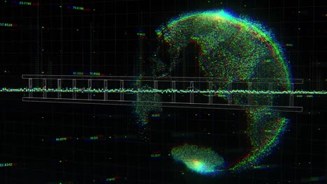 Animation-of-globe-and-financial-graphs-on-black-background