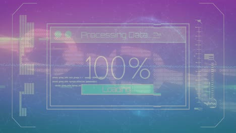 Animation-of-data-processing-over-globe-on-purple-background