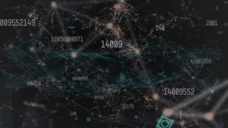 Animation-of-globe,-connections-and-numbers-on-black-background