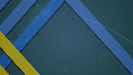 Animation-Blauer-Und-Gelber-Streifen-über-Verbindungen-Auf-Marineblauem-Hintergrund