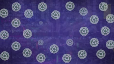Animation-Von-Recycling-Symbolen-über-Der-Datenverarbeitung