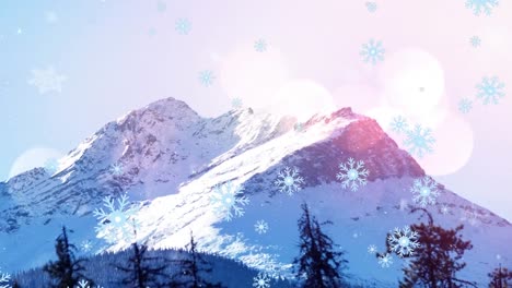 Animation-Von-Schnee,-Der-Zu-Weihnachten-über-Die-Landschaft-Fällt