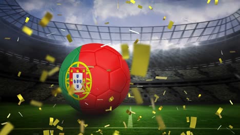 Animation-Der-Flagge-Portugals-über-Dem-Fußball-Im-Stadion