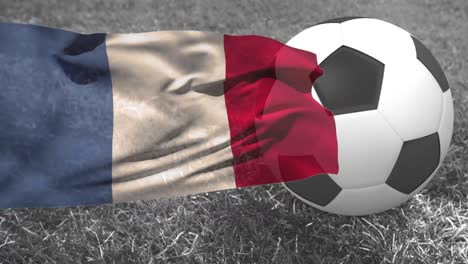 Animation-of-flag-of-france-over-football-on-stadium