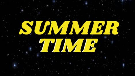 Animation-of-summer-time-text-over-light-spots-on-black-background