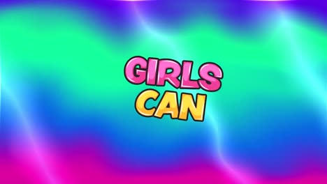 Animation-of-girls-can-text-over-colourful-background