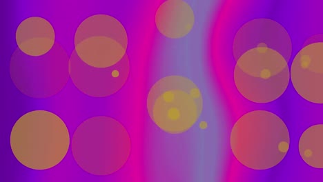 Animation-of-yellow-dots-moving-on-pink-and-purple-background