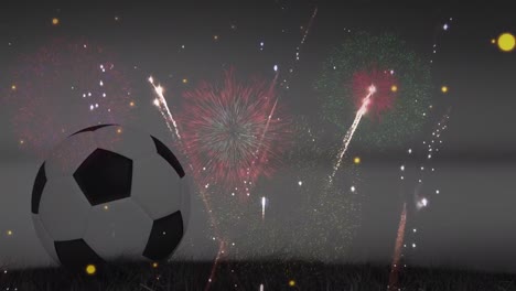 Animation-Von-Fußball-über-Feuerwerk