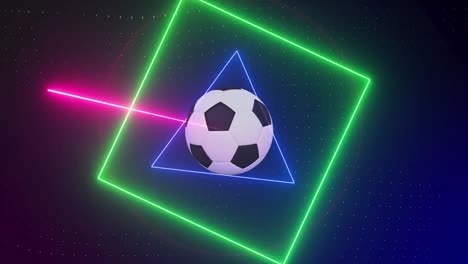 Animation-Von-Fußball-über-Formen-Und-Lichtspuren
