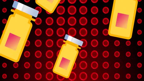 Animation-Von-Gelben-Pillen-über-Roten-Blutkörperchen-Auf-Schwarzem-Hintergrund