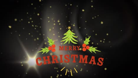 Animation-of-christmas-greetings-and-snow-falling-over-black-background