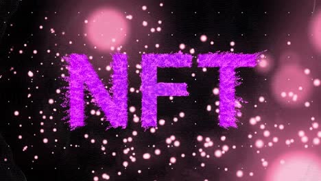 Animation-of-nft-text-over-glowing-purple-lights-on-dark-background