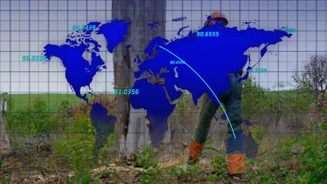 Animation-of-world-map-over-lumberjack