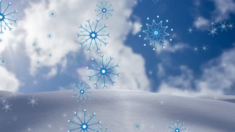 Animation-of-snow-falling-over-clouds