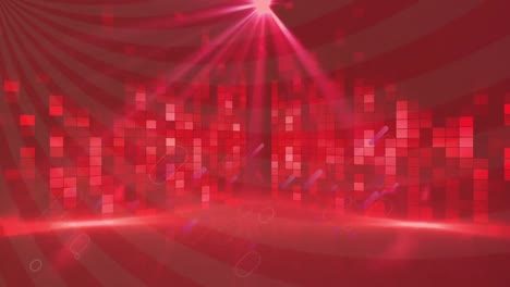 Animation-of-purple-shapes-and-stripes-over-red-disco-lights
