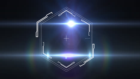 Animation-of-hexagon-and-lights-over-black-background