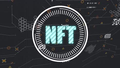 Animation-Von-NFT-Text-über-Datenverarbeitung-Auf-Schwarzem-Hintergrund