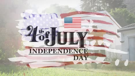 Animation-of-independence-day-text-over-african-american-family-and-flag-of-usa
