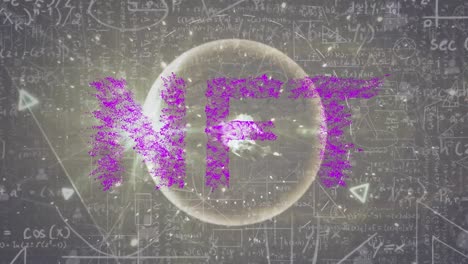 Animation-of-nft-over-math-formulas-and-connections-on-grey-background