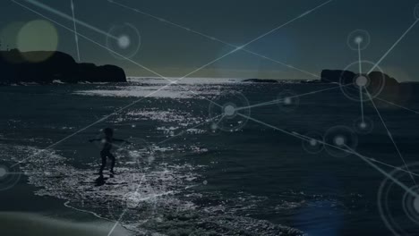Animation-Des-Verbindungsnetzes-über-Der-Meeresküste