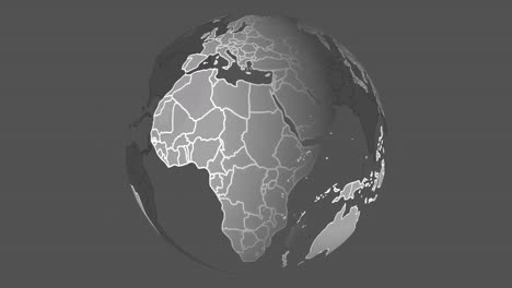Animation-of-globe-rotating-on-grey-background