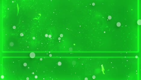 Animation-of-green-dots-moving-on-green-background-with-glitch