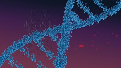 Animation-Des-Verarbeitungskreises,-Der-DNA-Und-Der-Datenverarbeitung-Auf-Violettem-Hintergrund