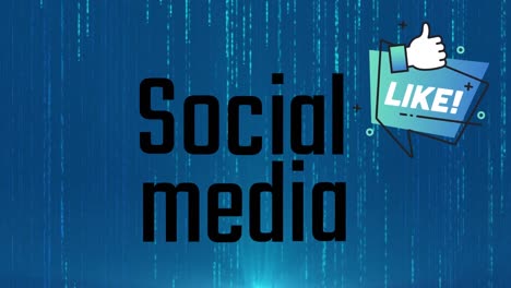 Animation-of-social-media-and-line-on-blue-background
