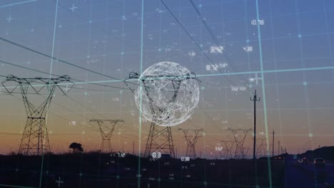 Animation-of-data-processing-and-globe-over-pylons