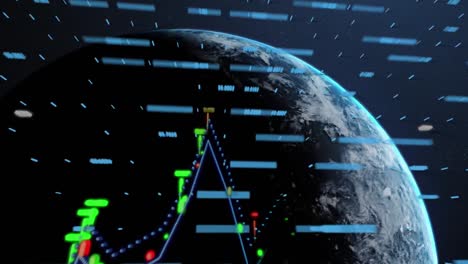 Animation-Der-Datenverarbeitung-Und-Globus-Auf-Blauem-Hintergrund